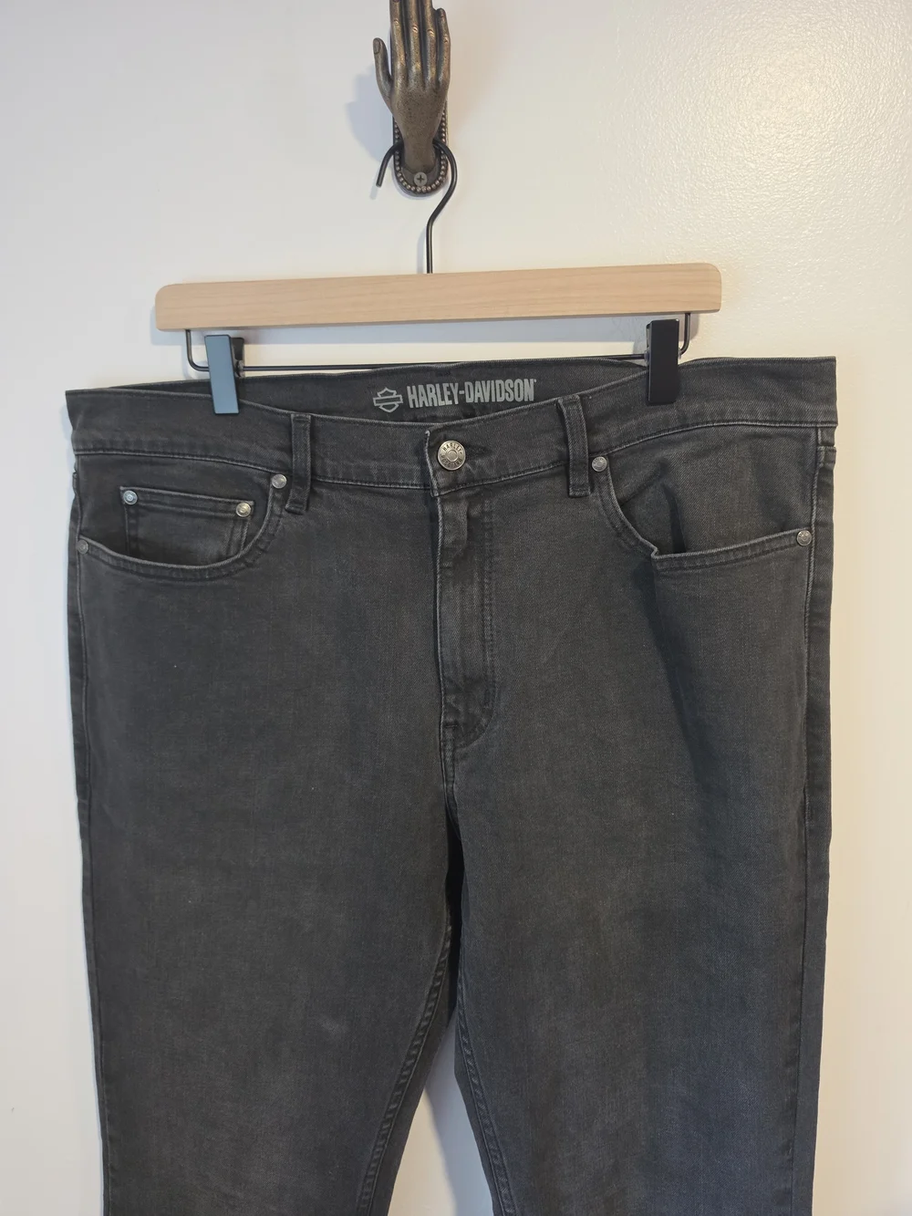 Harley-Davidson Men’s Black Slim Fit Tapered Straight Leg Jeans Size 36x34